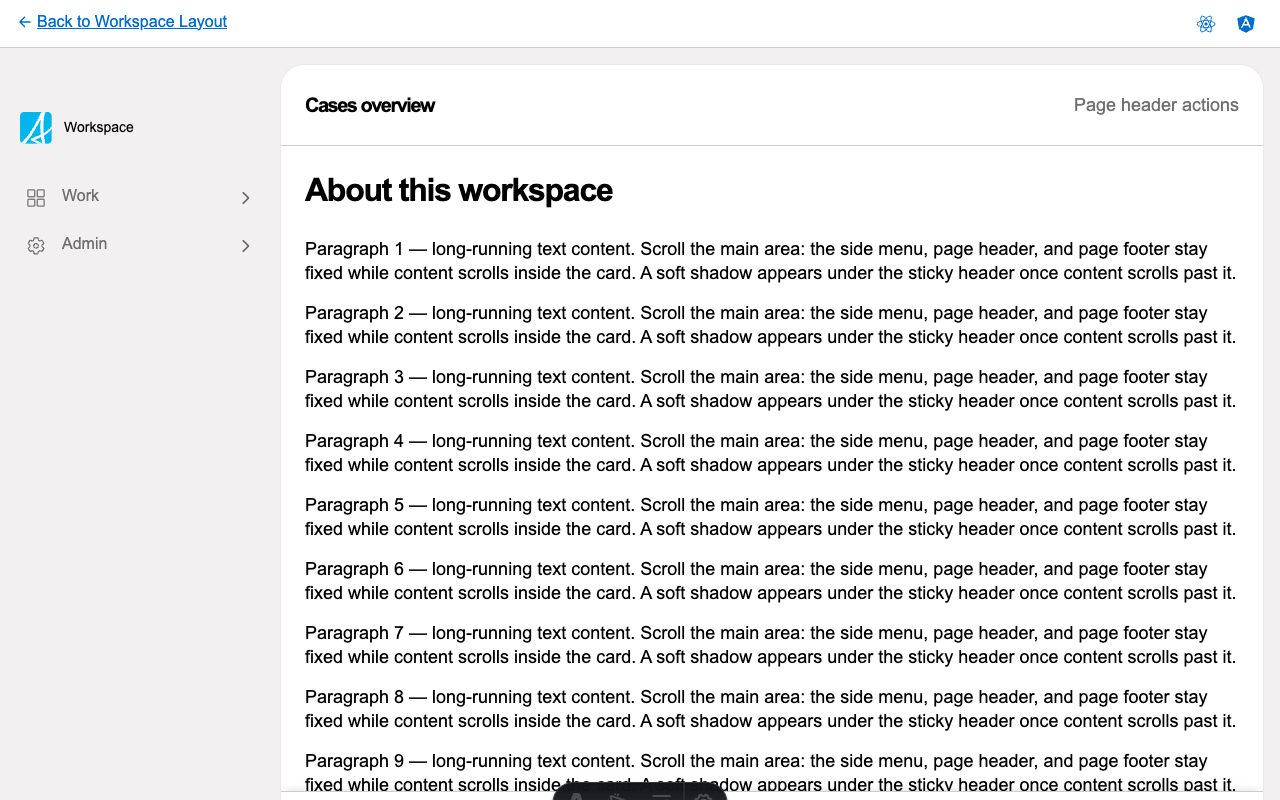 Basic workspace layout preview
