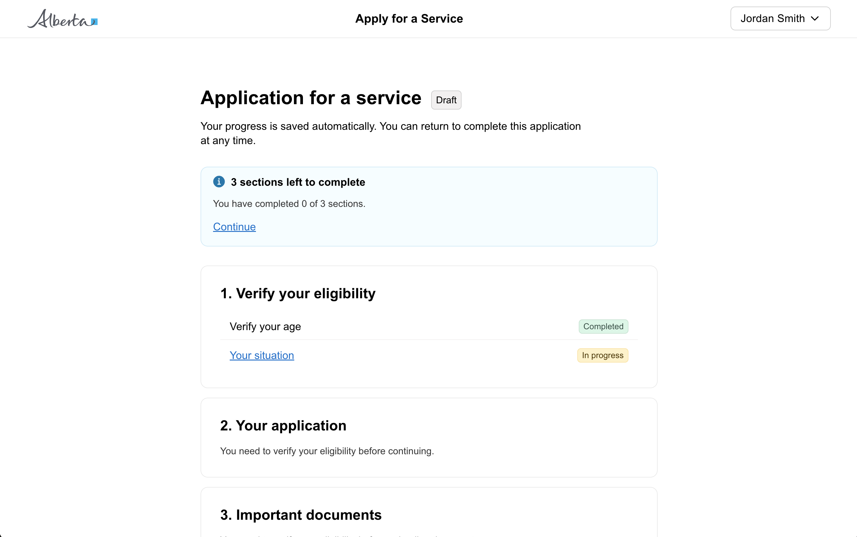 Public form task list page