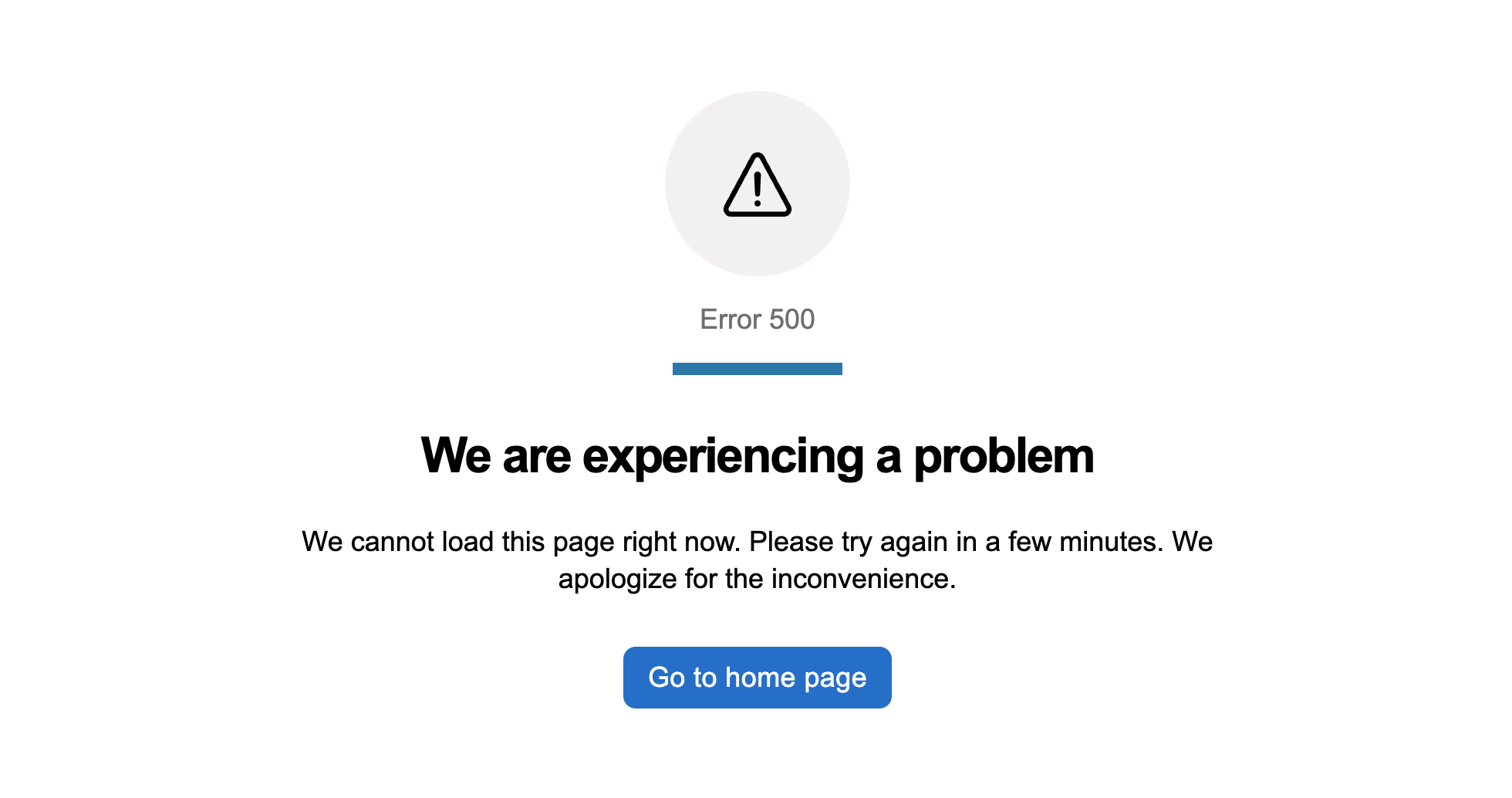 Server problem (500) error page