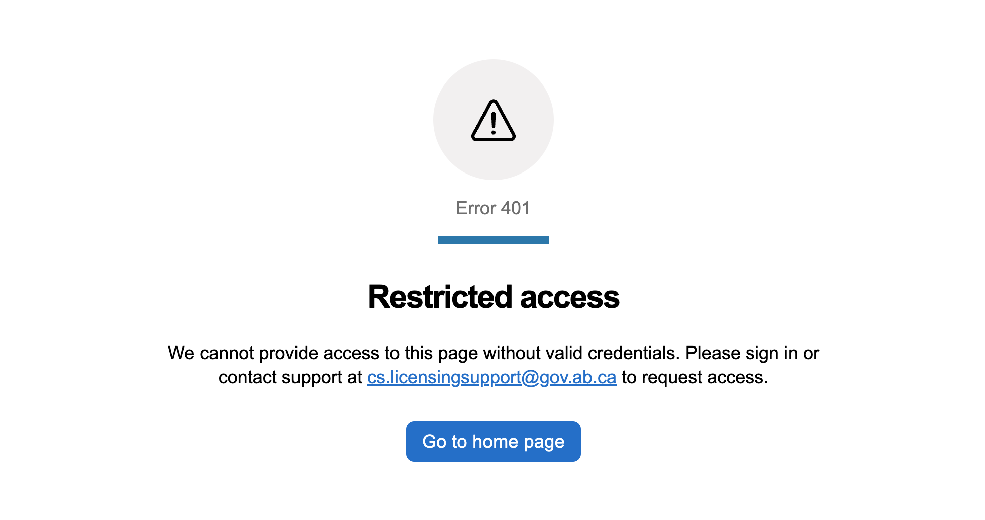 Restricted access (401) error page