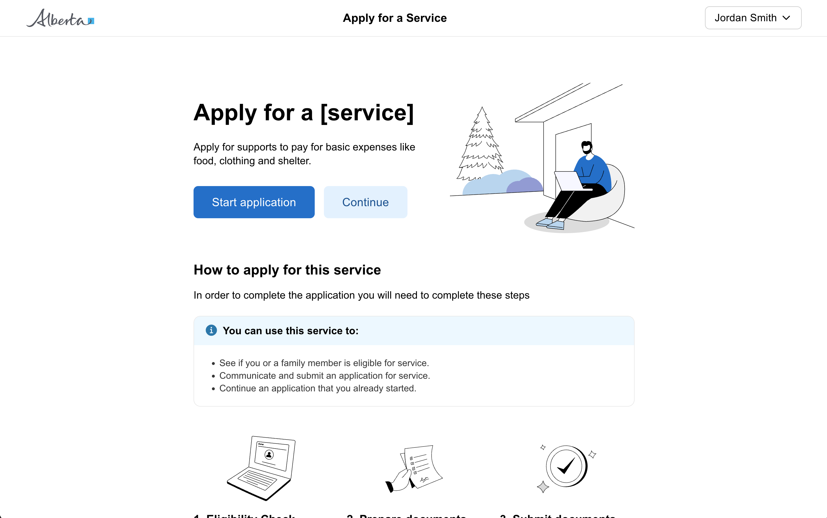 Public form start page